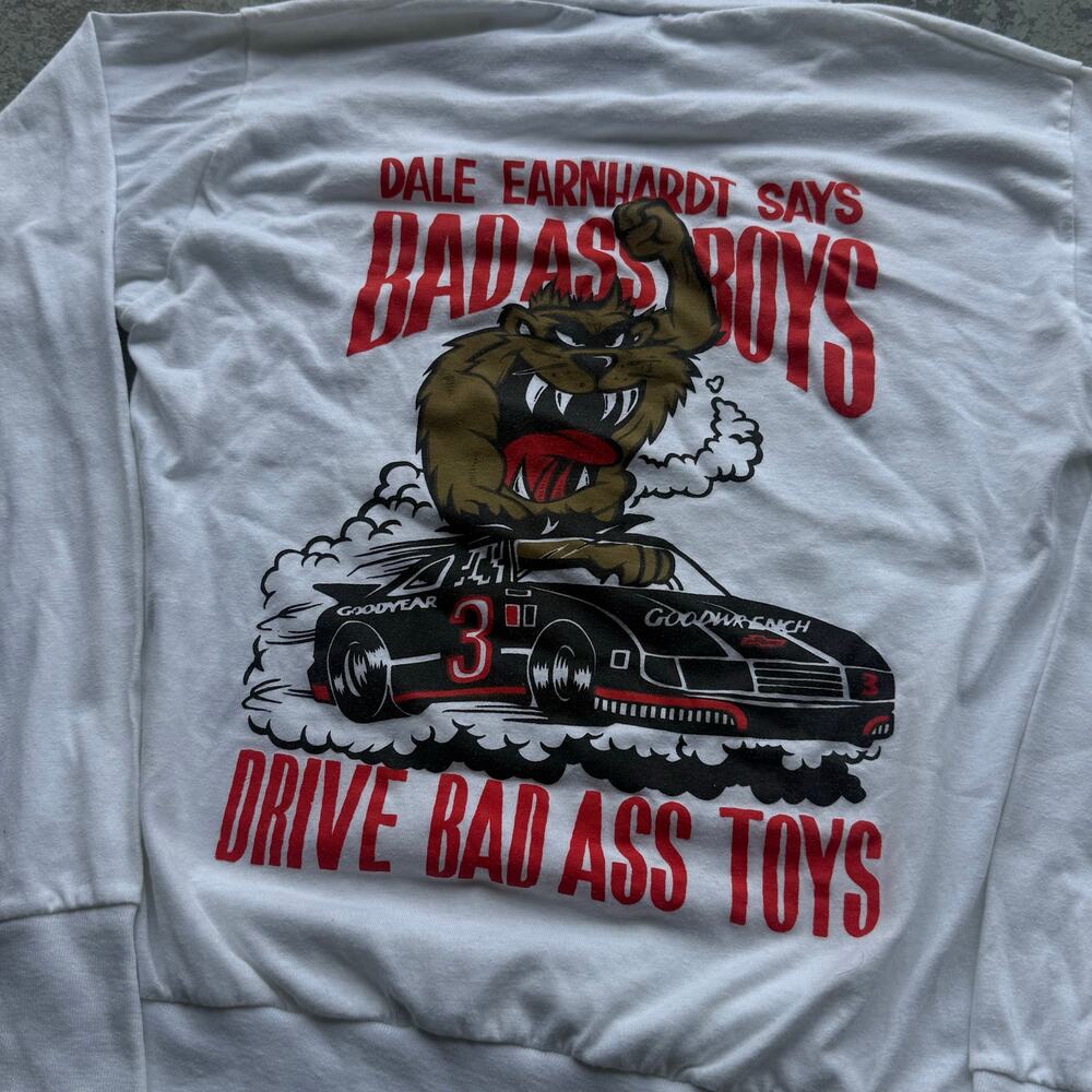 Vintage Dale Earnhardt Bad A** Boys Drive Bad A** Toys Lightweight Hoodie Sz M - Picture 2 of 8